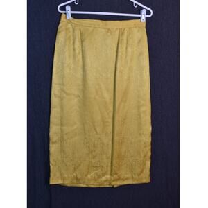 Adrianna Papell Women's Size 12 100% Silk Skirt Lined Yellow Textured